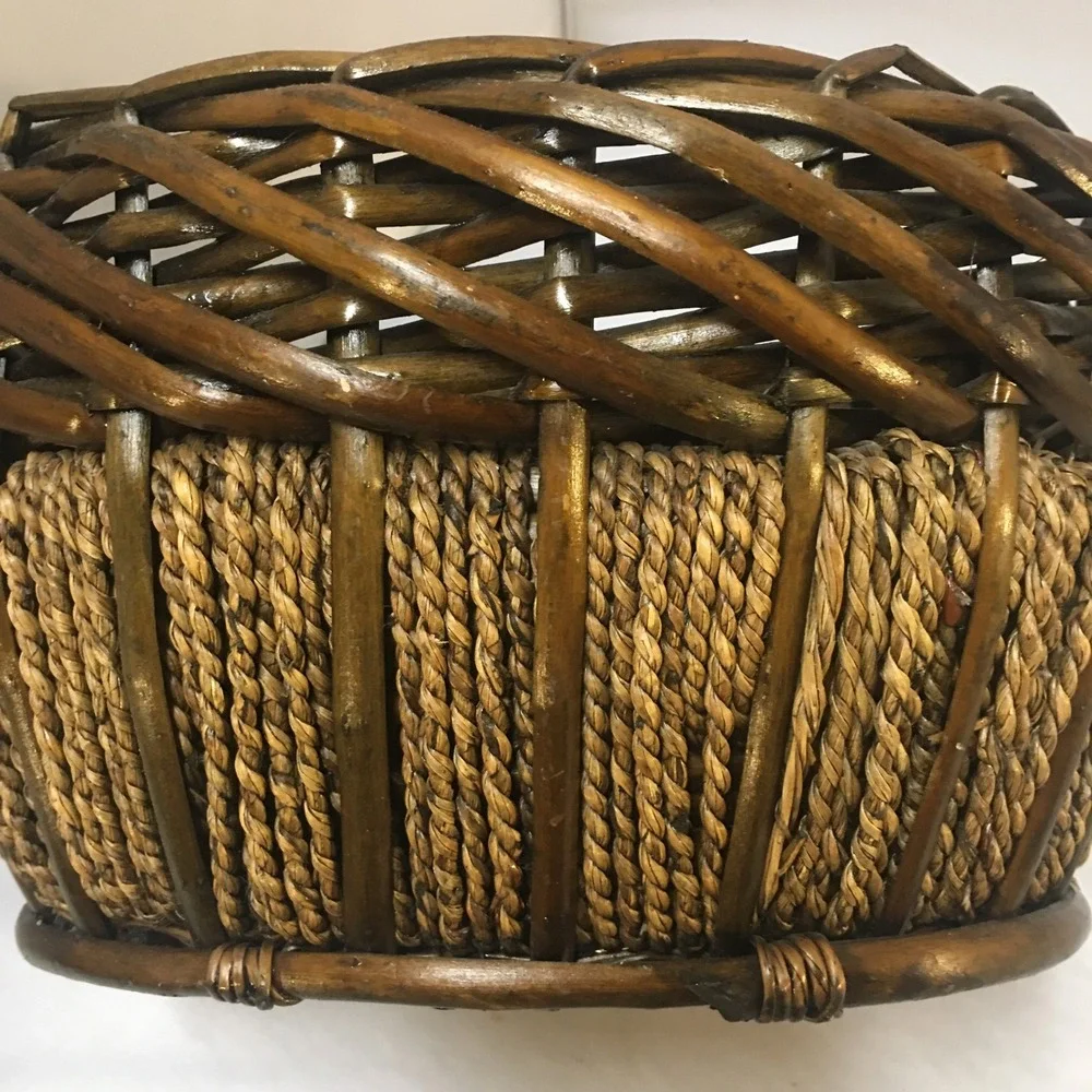 Rustic Oval Woven Wicker Basket Home Decor Medium Brown Seagrass Bohemian